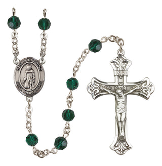 Sterling Silver 6mm Austrian Crystal San Peregrino Rosary in Emerald