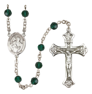Sterling Silver 6mm Austrian Crystal Saints Peter & Paul Rosary in Emerald