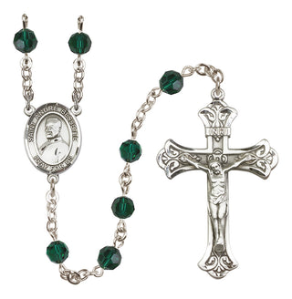 Sterling Silver 6mm Austrian Crystal Saint Andre Bessette Rosary in Emerald
