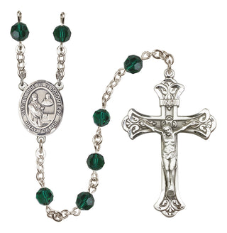 Sterling Silver 6mm Austrian Crystal Saint Claude de la Colombiere Rosary in Emerald