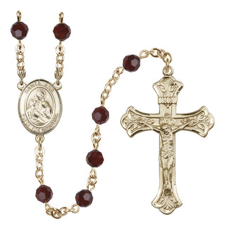 14 Karat Gold-Filled 6mm Austrian Crystal Santa Ana Rosary in Garnet