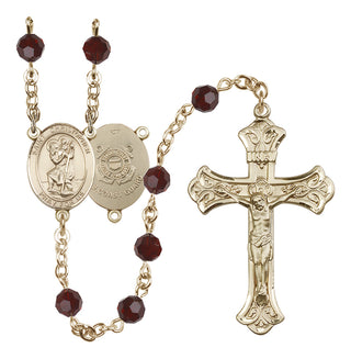 14kt Gold Filled 6mm Saint Christopher / Coast Guard Rosary