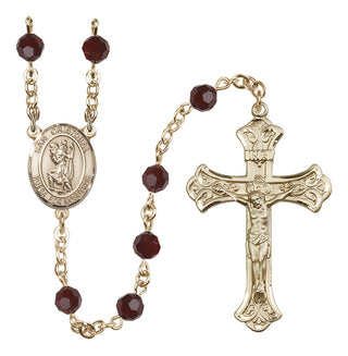 14kt Gold Filled 6mm San Cristobal  Engraved Catholic Rosaries