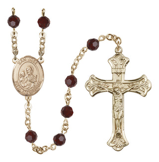 14 Karat Gold-Filled 6mm Austrian Crystal San Jose Rosary in Garnet