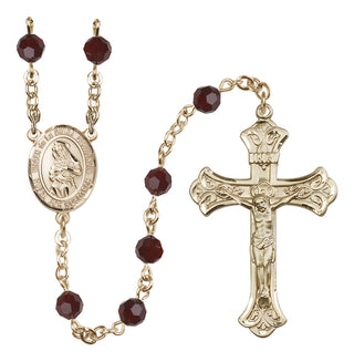 14 Karat Gold-Filled 6mm Austrian Crystal Virgen de la Divina Providencia Rosary in Garnet