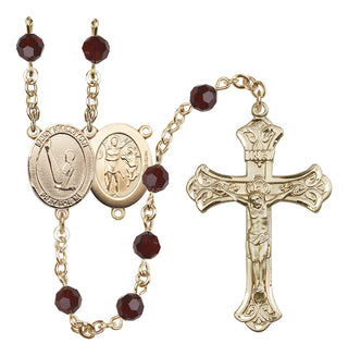 14 Karat Gold-Filled 6mm Austrian Crystal Saint Sebastian/Gymnastics Rosary in Garnet