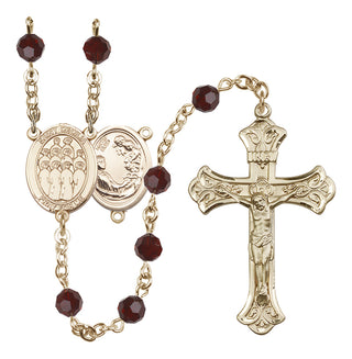 14 Karat Gold-Filled 6mm Austrian Crystal Saint Cecilia / Choir Rosary in Garnet