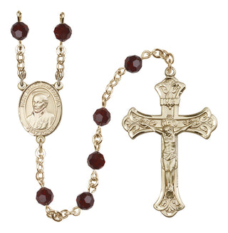 14 Karat Gold-Filled 6mm Austrian Crystal Saint Ignatius of Loyola Rosary in Garnet