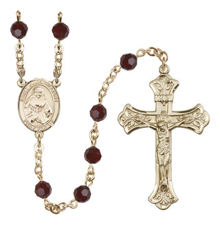 14 Karat Gold-Filled 6mm Austrian Crystal Saint Julia Billiart Rosary in Garnet
