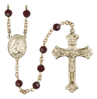 14 Karat Gold-Filled 6mm Austrian Crystal Saint Rose Philippine Duchesne Rosary in Garnet
