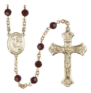 14 Karat Gold-Filled 6mm Austrian Crystal Saint Regis Rosary in Garnet