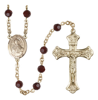 14 Karat Gold-Filled 6mm Austrian Crystal Saint Daria Rosary in Garnet