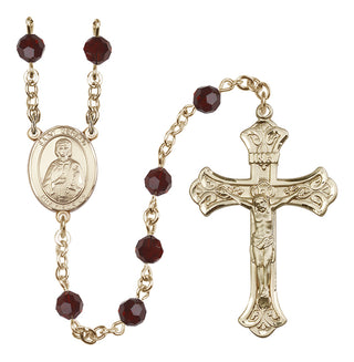 14 Karat Gold-Filled 6mm Austrian Crystal Saint Gerald Rosary in Garnet