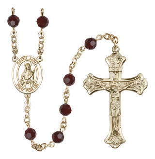 14 Karat Gold-Filled 6mm Austrian Crystal Saint Lucy Rosary in Garnet