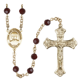 14 Karat Gold-Filled 6mm Austrian Crystal Saint Jose Sanchez del Rio Rosary in Garnet