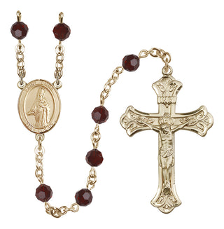 14 Karat Gold-Filled 6mm Austrian Crystal Saint Emma Uffing Rosary in Garnet