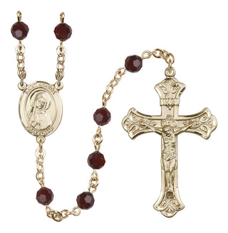 14 Karat Gold 6mm Austrian Crystal Saint Monica Rosary in Garnet