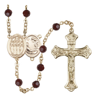 14 Karat Gold 6mm Austrian Crystal Saint Cecilia / Choir Rosary in Garnet