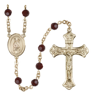 14 Karat Gold 6mm Austrian Crystal Saint Ronan Rosary in Garnet