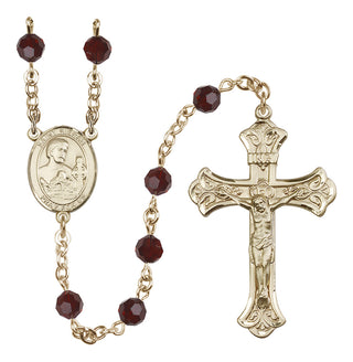 14 Karat Gold 6mm Austrian Crystal Saint Kieran Rosary in Garnet