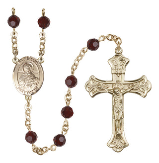 14 Karat Gold 6mm Austrian Crystal Saint Daria Rosary in Garnet