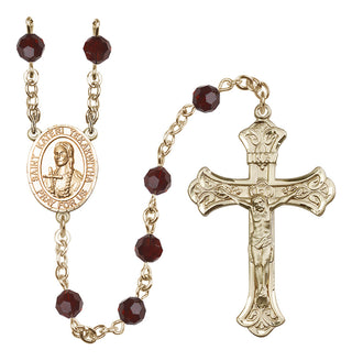 14 Karat Gold 6mm Austrian Crystal Saint Kateri Tekakwitha Rosary in Garnet
