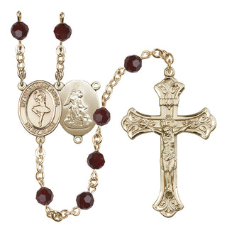 14 Karat Gold 6mm Austrian Crystal Guardian Angel/Dance Rosary in Garnet