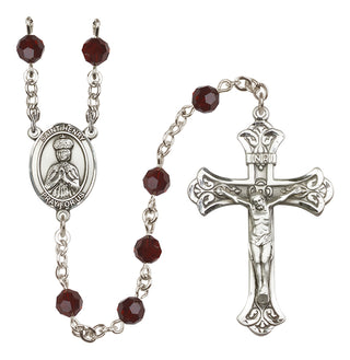 Sterling Silver 6mm Austrian Crystal Saint Henry II Rosary in Garnet