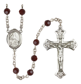 Sterling Silver 6mm Austrian Crystal Saint Veronica Rosary in Garnet