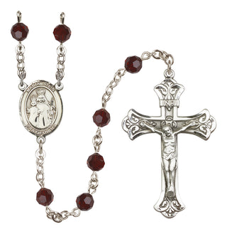 Sterling Silver 6mm Austrian Crystal Maria Stein Rosary in Garnet
