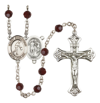 Sterling Silver 6mm Saint Sebastian/Basketball Rosary