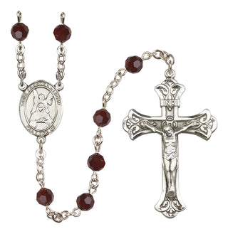 Sterling Silver 6mm Austrian Crystal Saint Frances of Rome Rosary in Garnet