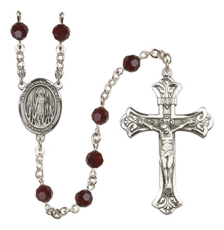 Sterling Silver 6mm Austrian Crystal Saint Juliana of Cumae Rosary in Garnet