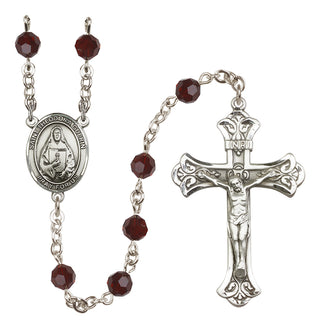 Sterling Silver 6mm Austrian Crystal Saint Theodora Rosary in Garnet