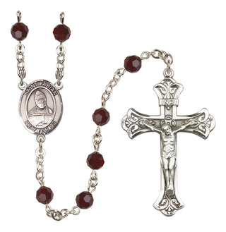 Sterling Silver 6mm Saint Fabian  Engraved Catholic Rosaries