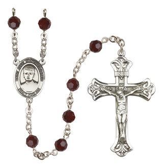 Sterling Silver 6mm Austrian Crystal Saint Jose Sanchez del Rio Rosary in Garnet
