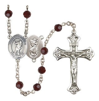 Sterling Silver 6mm Saint Christopher/Lacrosse Rosary