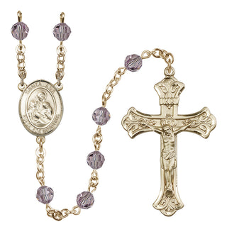 14 Karat Gold-Filled 6mm Austrian Crystal Santa Ana Rosary in Light Amethyst