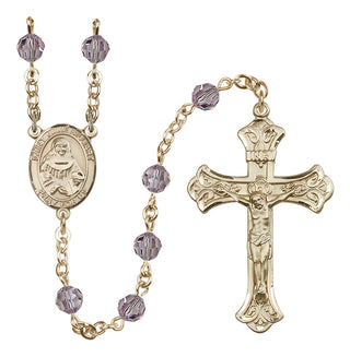 14 Karat Gold-Filled 6mm Austrian Crystal Saint Julie Billiart Rosary in Light Amethyst