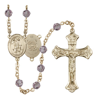 14 Karat Gold-Filled 6mm Austrian Crystal Guardian Angel/Coast Guard Rosary in Light Amethyst