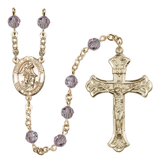 14 Karat Gold-Filled 6mm Austrian Crystal Angel de la Guardia Rosary in Light Amethyst