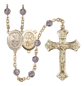 14 Karat Gold-Filled 6mm Austrian Crystal Saint Sebastian/Dance Rosary in Light Amethyst