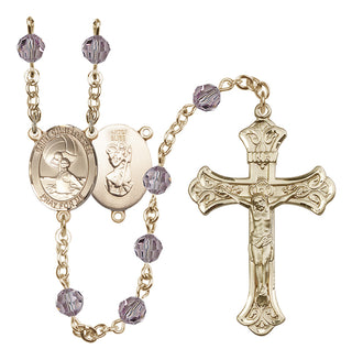 14 Karat Gold-Filled 6mm Austrian Crystal Saint Christopher/Water Polo Women Rosary in Light Amethyst