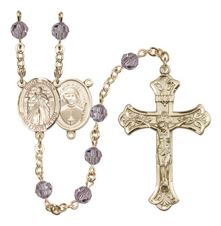 14 Karat Gold-Filled 6mm Austrian Crystal Divine Mercy Rosary in Light Amethyst