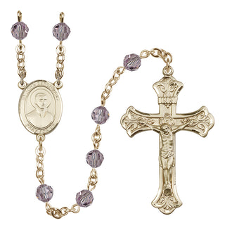 14 Karat Gold-Filled 6mm Austrian Crystal Saint John Berchmans Rosary in Light Amethyst