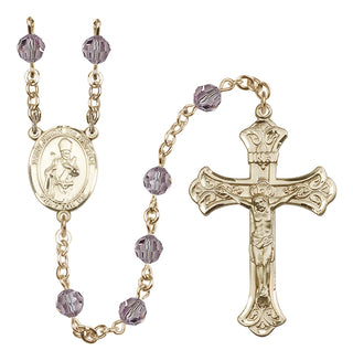 14 Karat Gold-Filled 6mm Austrian Crystal Saint Simon the Apostle Rosary in Light Amethyst