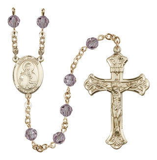 14 Karat Gold-Filled 6mm Austrian Crystal Saint Marina Rosary in Light Amethyst