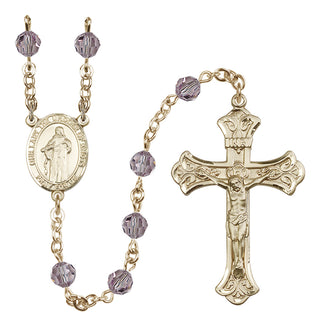 14 Karat Gold-Filled 6mm Austrian Crystal Our Lady the Undoer of Knots Rosary in Light Amethyst