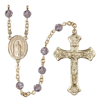 14 Karat Gold-Filled 6mm Austrian Crystal Saint Seraphina Rosary in Light Amethyst