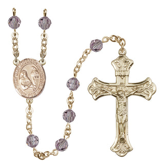 14 Karat Gold-Filled 6mm Austrian Crystal Saint Mary Magdalene of Canossa Rosary in Light Amethyst